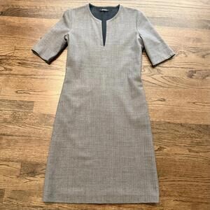 A.P.C. Grey Herringbone Wool-Blend Lined Dress Size 36